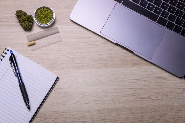 cannabis journal laptop or notebook