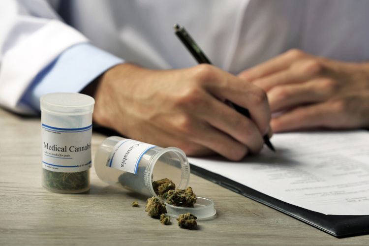 Cannabis and ALS doctor writing prescription