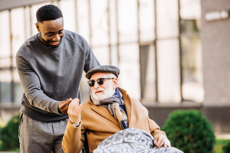 Cannabis for Alzheimers old man with caretaker
