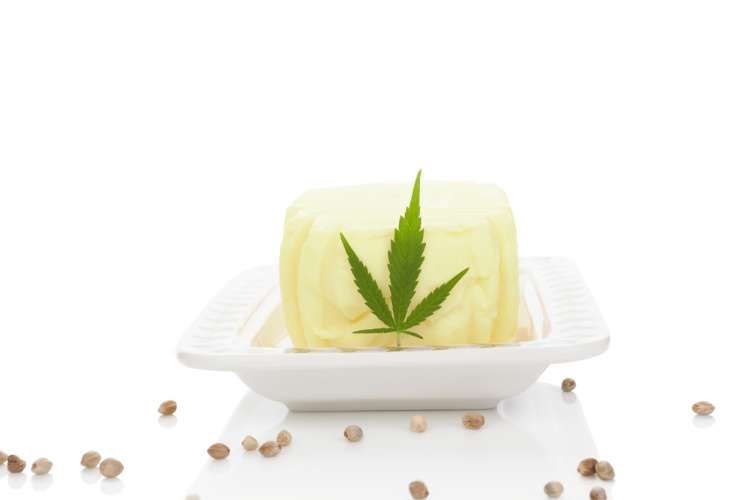 cannabutter leaf on butter