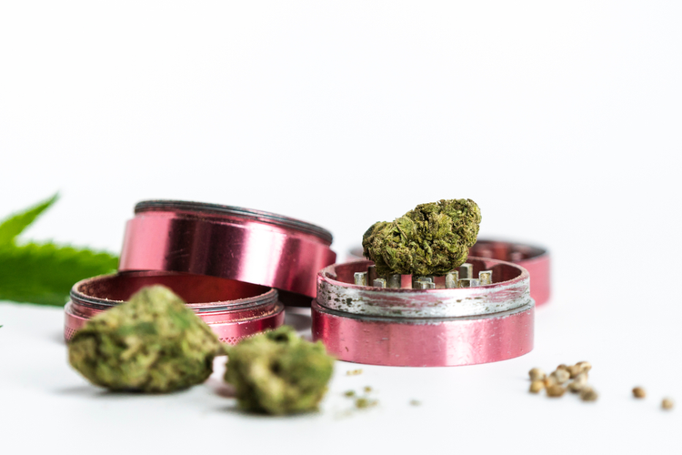 smoking from a bowl grinder